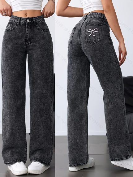 Loose Straight Leg Jeans, Casual Versatile Denim Pants For Women, Women's Clothing & Denim